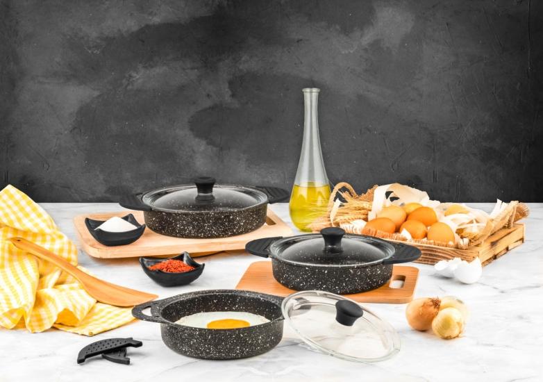 6 Parça Sahan Seti, Granit Tencere Seti, Omlet 
